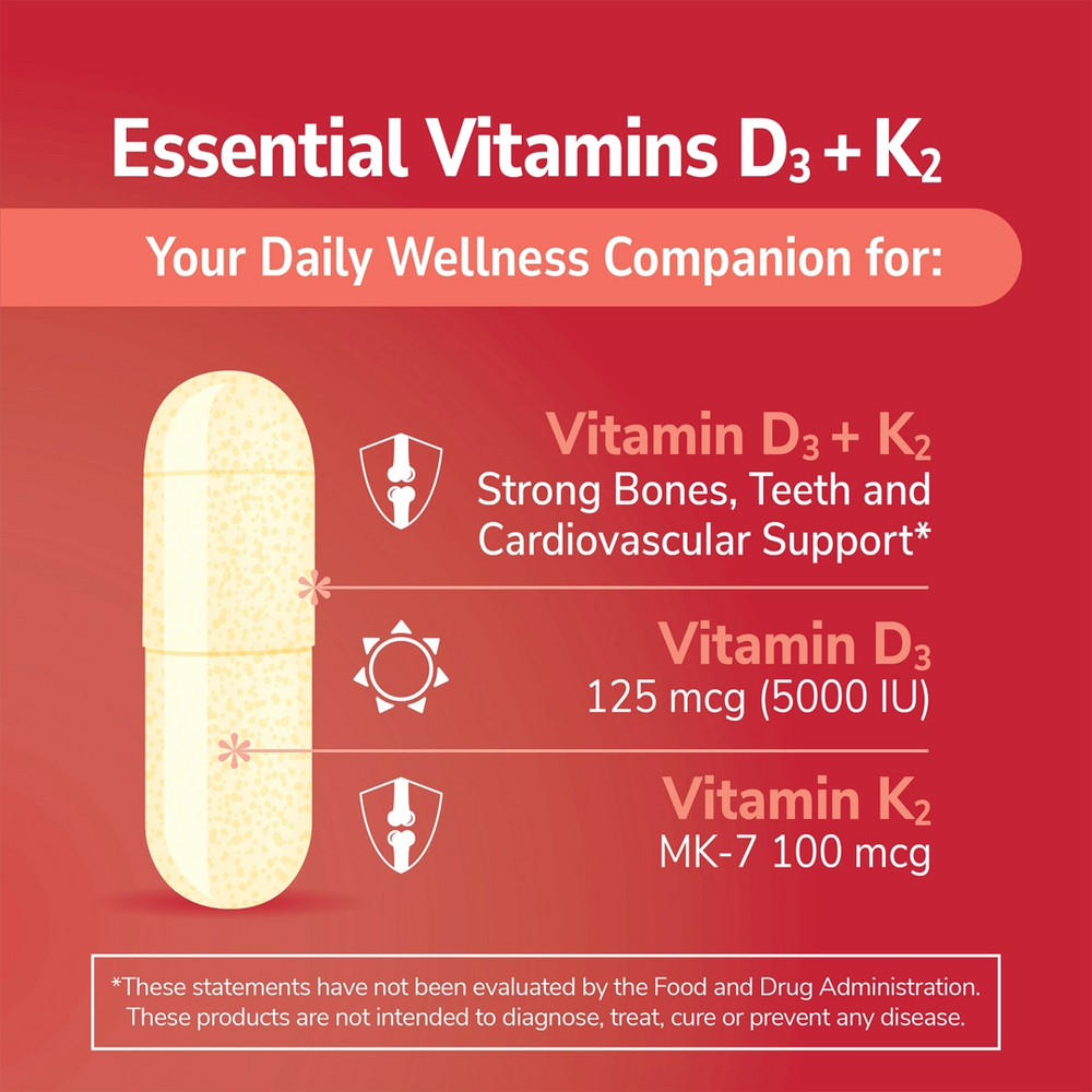 21st Century, D3 + K2, 120 Capsules