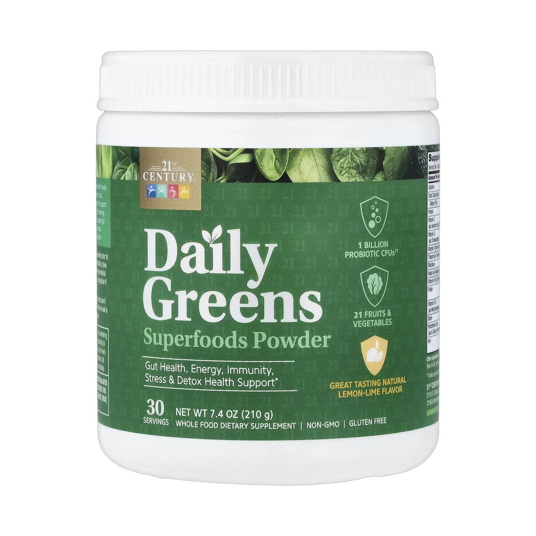 21st Century, Daily Greens Superfoods Powder, Lemon Lime, 7.4 oz (210 g)