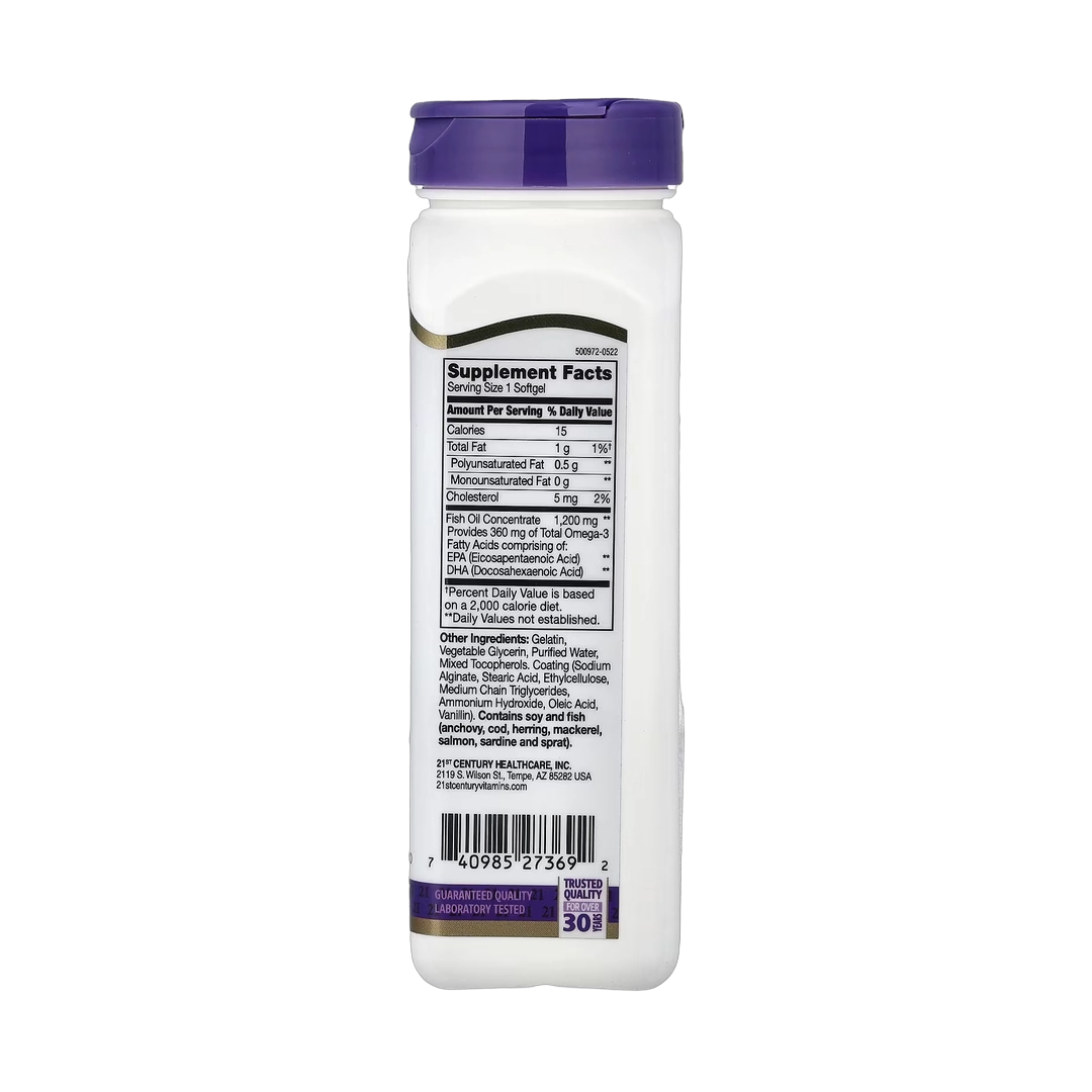 21st Century, Fish Oil, 1,200 mg, 90 Enteric Coated Softgels