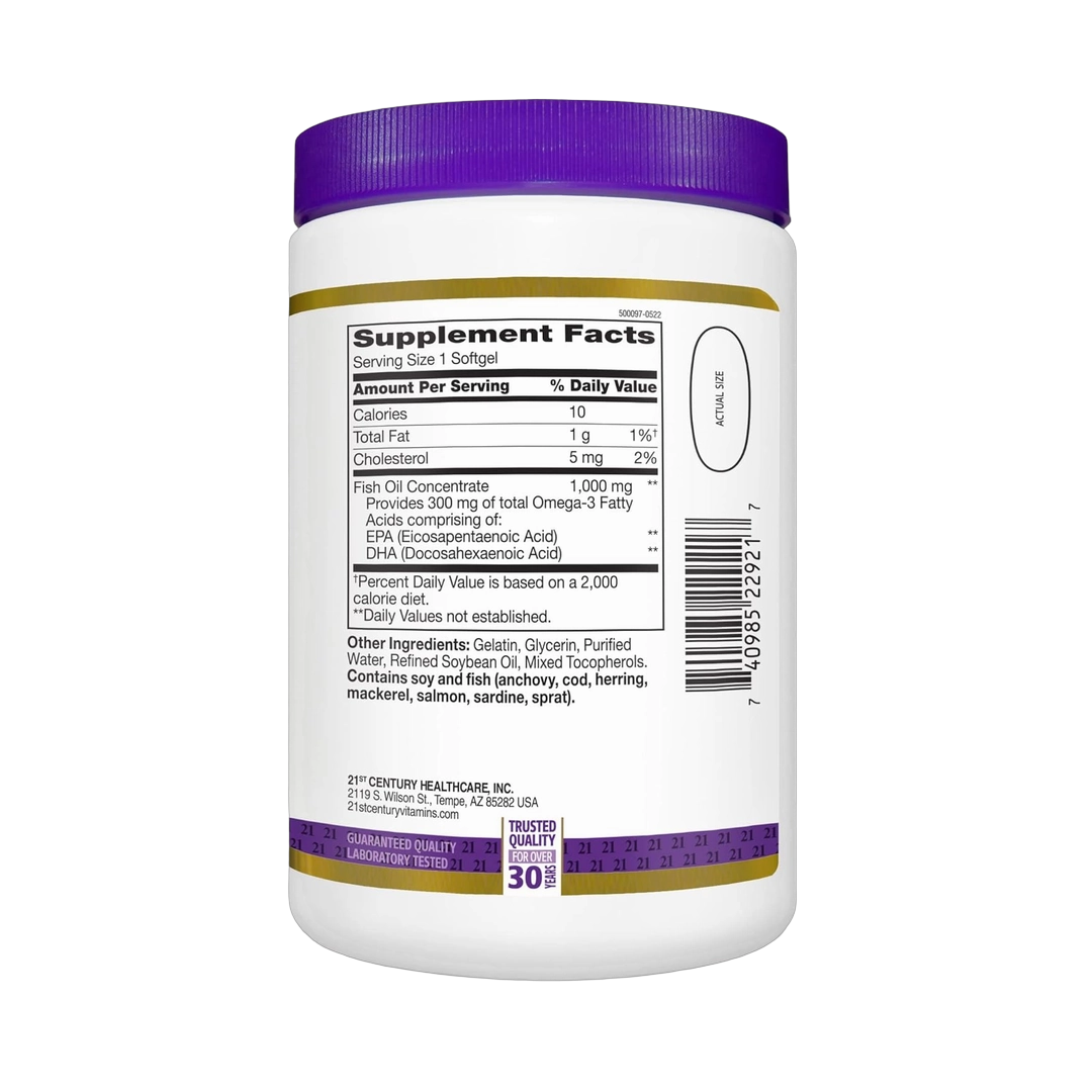 21st Century, Fish Oil,  1000 mg, 300 Softgel