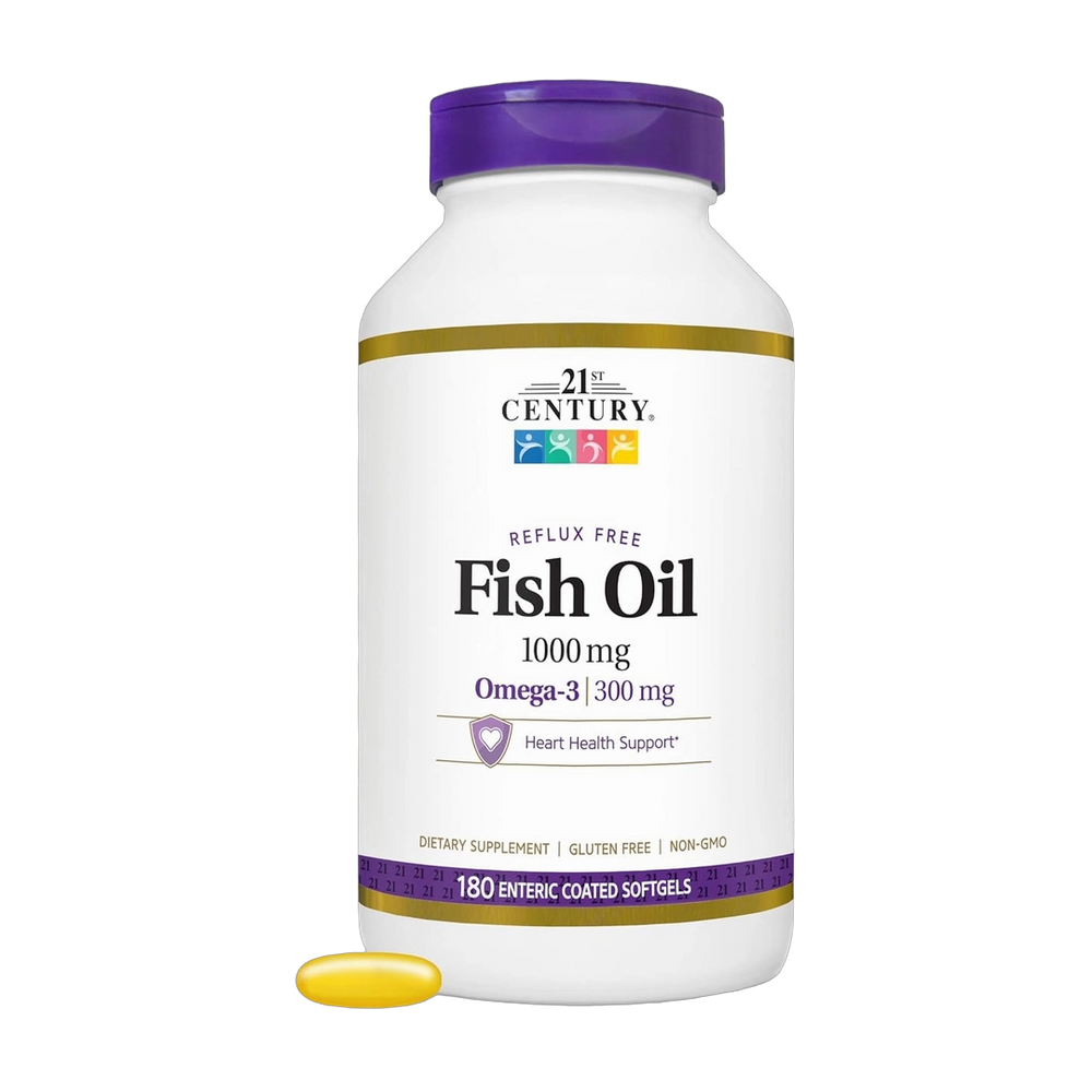 21st Century, Fish Oil, 1000 Mg, Enteric Coated, 180 Softgels