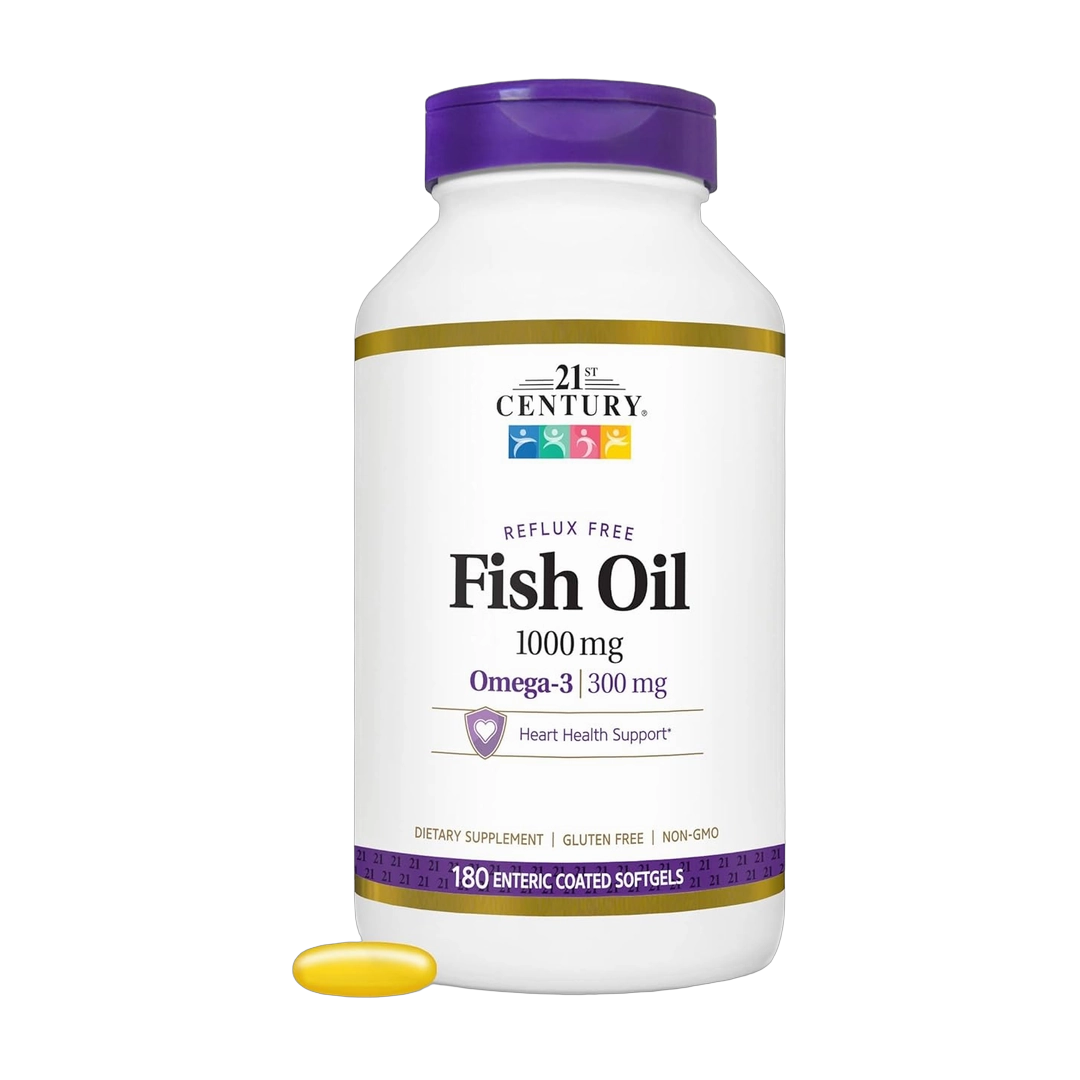 21st Century, Fish Oil, 1000 Mg, Enteric Coated, 180 Softgels