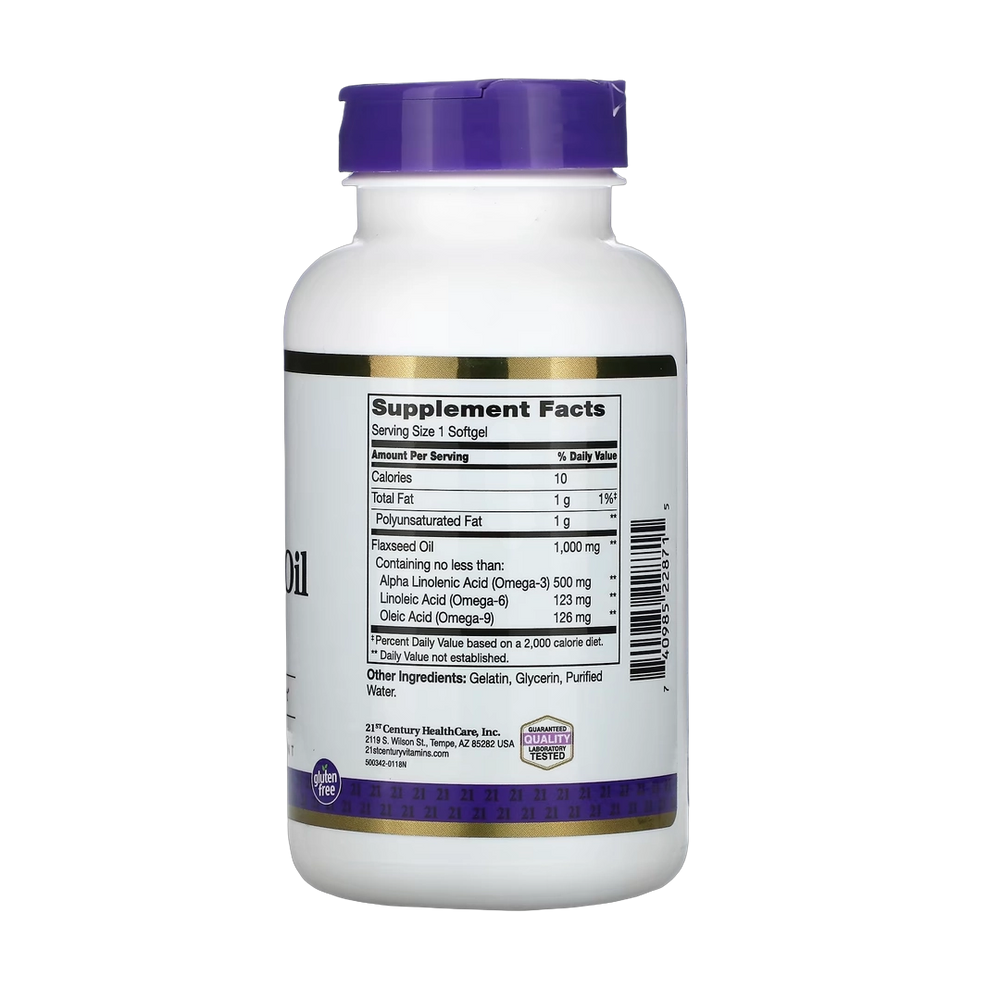 21st Century, Flaxseed Oil, 1,000 mg, 120 Softgels
