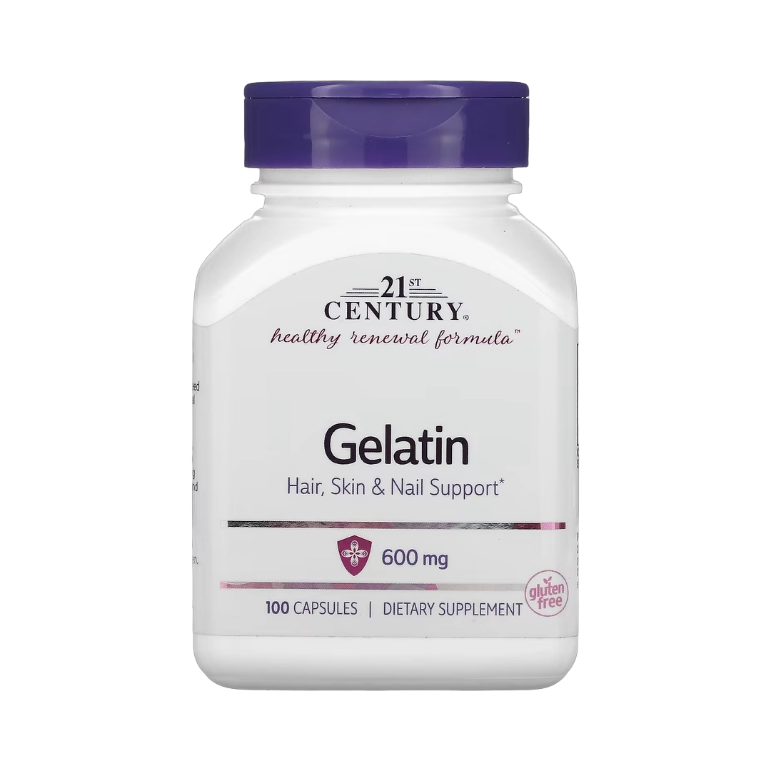 21st Century, Gelatin, 600 mg, 100 Capsules