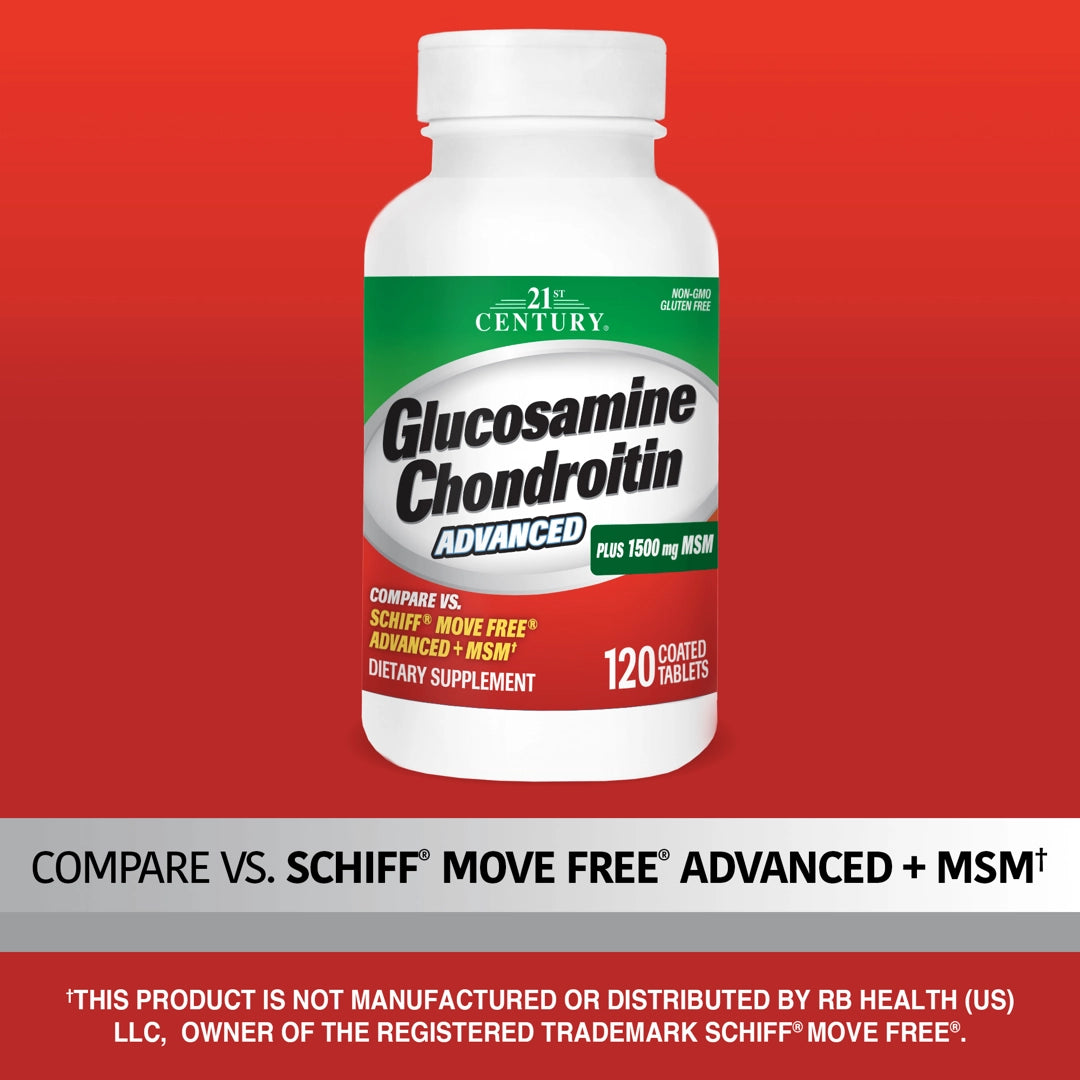 21st Century, Glucosamine Chondroitin Advanced Plus MSM, 120 Coated Tablets