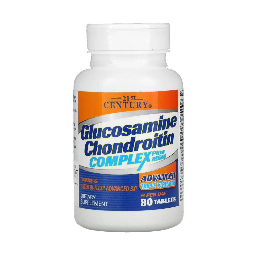 21st Century, Glucosamine Chondroitin Complex Plus MSM, Advanced Triple Strength, 80 Tablets