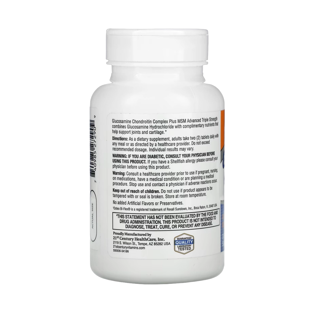 21st Century, Glucosamine Chondroitin Complex Plus MSM, Advanced Triple Strength, 80 Tablets