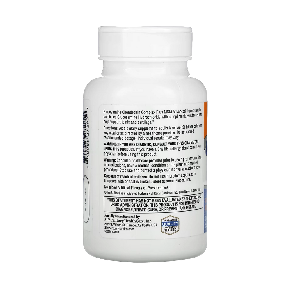 21st Century, Glucosamine Chondroitin Complex Plus MSM, Advanced Triple Strength, 80 Tablets