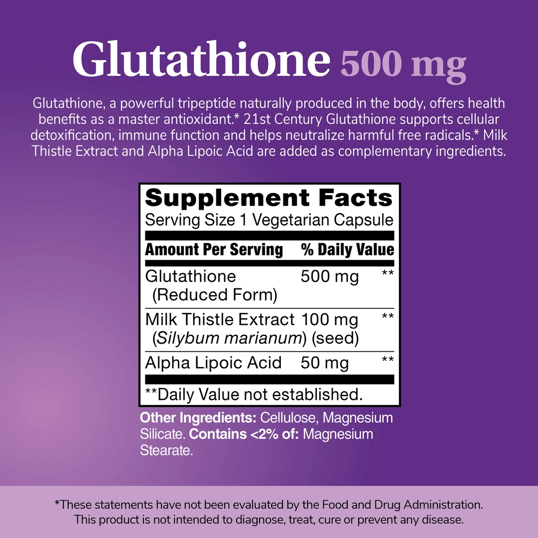 21st Century, Glutathione Plus Milk Thistle Extract & Alpha Lipoic Acid, 120 Vegetarian Capsules