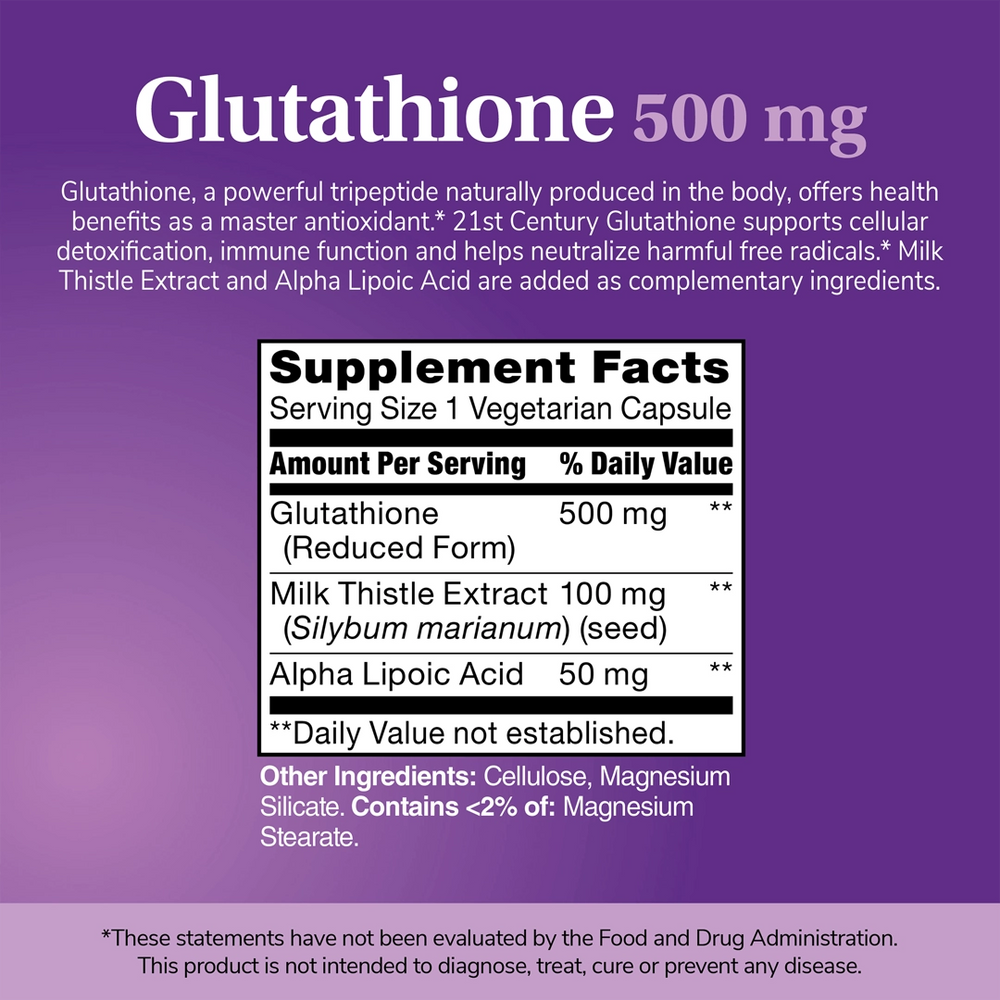 21st Century, Glutathione Plus Milk Thistle Extract & Alpha Lipoic Acid, 120 Vegetarian Capsules