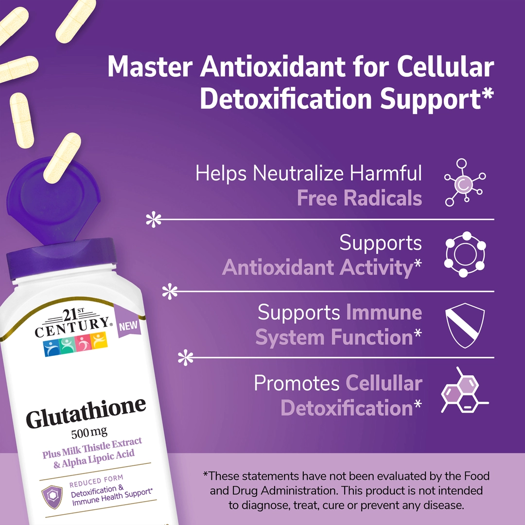 21st Century, Glutathione Plus Milk Thistle Extract & Alpha Lipoic Acid, 120 Vegetarian Capsules