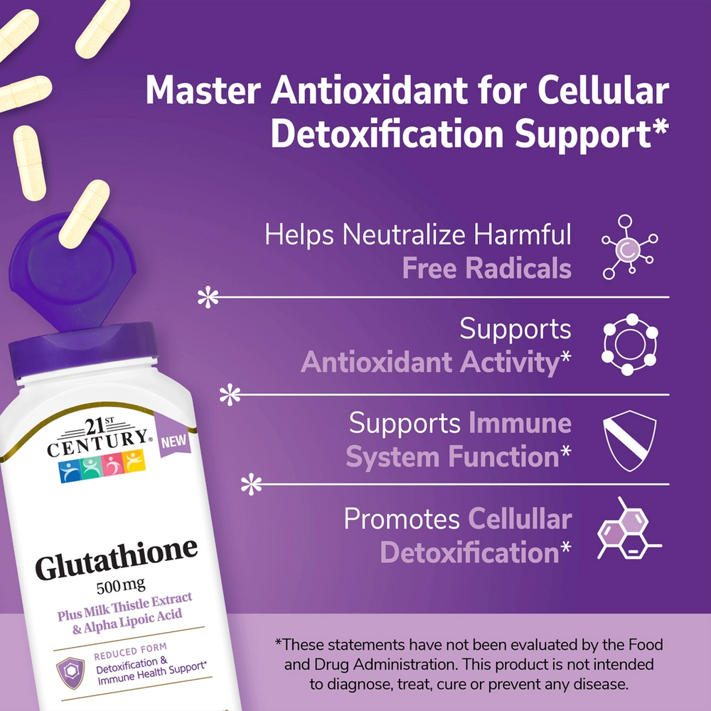 21st Century, Glutathione Plus Milk Thistle Extract & Alpha Lipoic Acid, 120 Vegetarian Capsules
