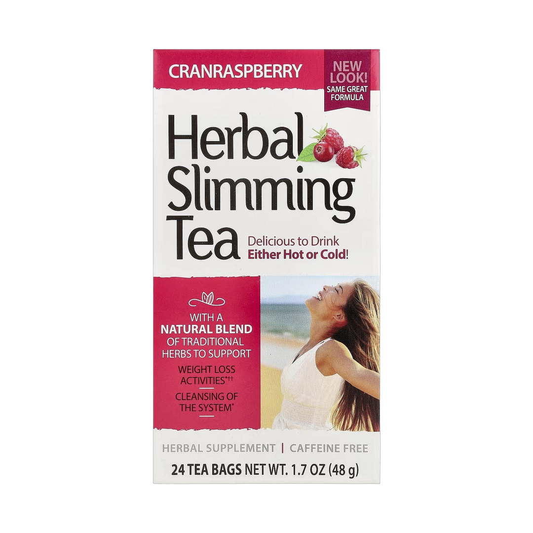 21st Century, Herbal Slimming Tea, Cranraspberry, Caffeine Free, 24 Tea Bags, 1.7 oz, 48 g