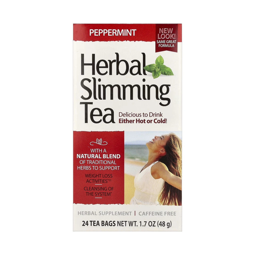 21st Century, Herbal Slimming Tea, Peppermint, Caffeine Free, 24 Tea Bags, 1.7 oz, 48 g