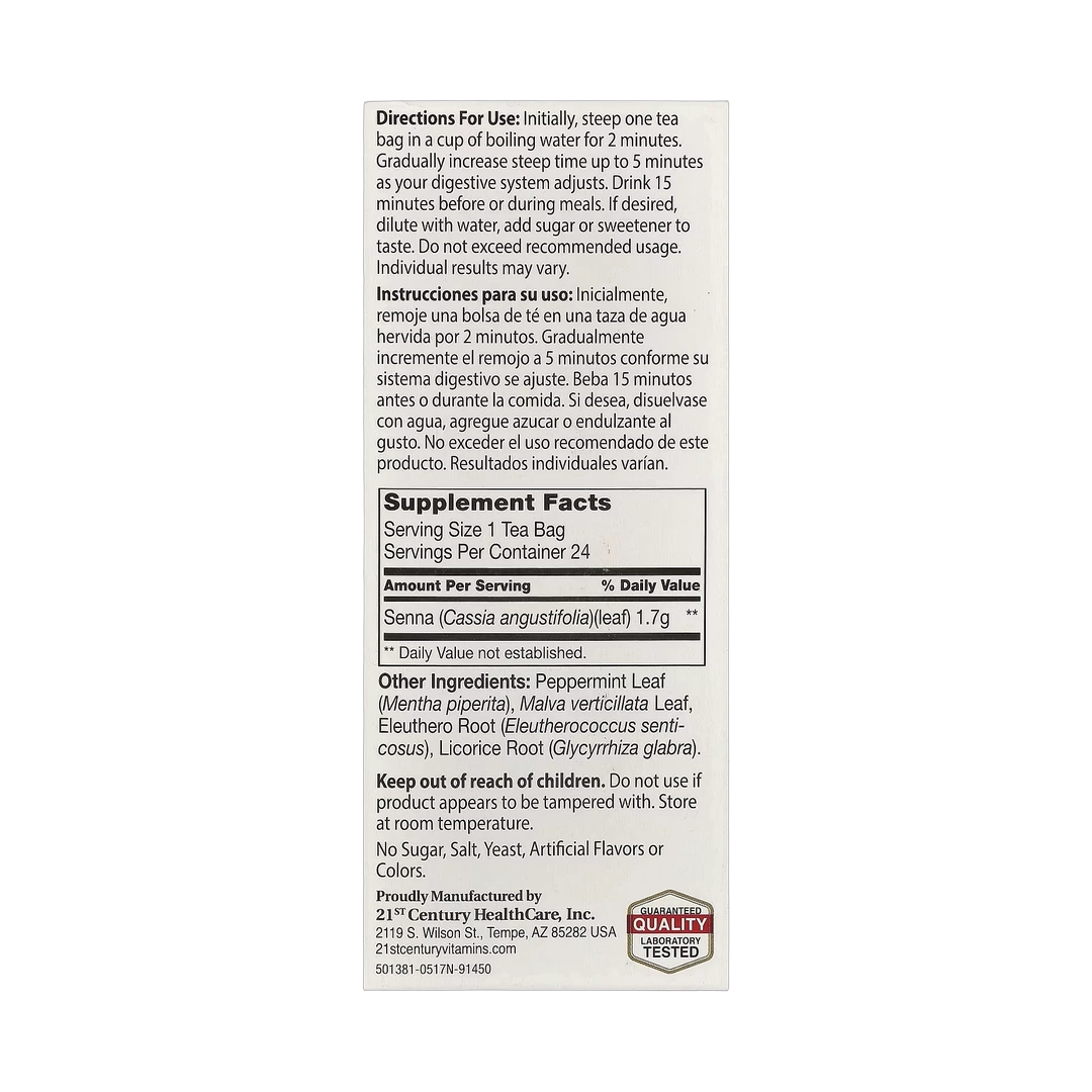 21st Century, Herbal Slimming Tea, Peppermint, Caffeine Free, 24 Tea Bags, 1.7 oz, 48 g