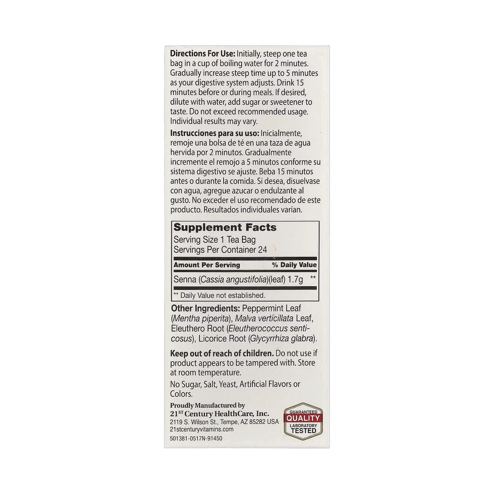 21st Century, Herbal Slimming Tea, Peppermint, Caffeine Free, 24 Tea Bags, 1.7 oz, 48 g