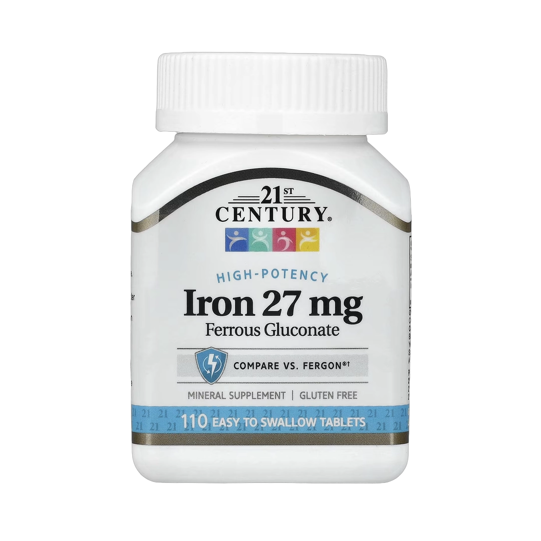21st Century, High-Potency Iron, 27 mg, 110 Easy to Swallow Tablets