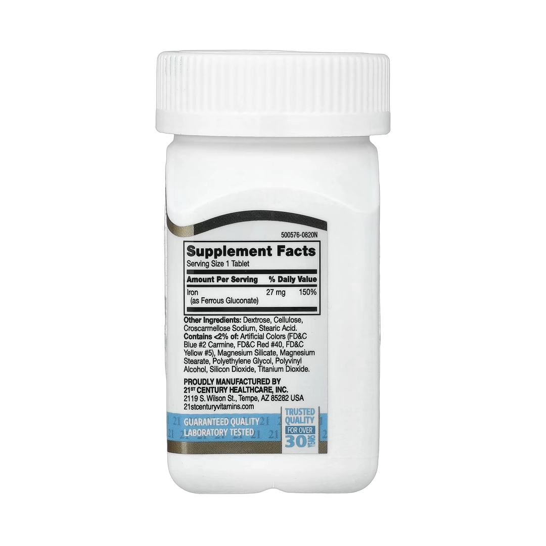 21st Century, High-Potency Iron, 27 mg, 110 Easy to Swallow Tablets