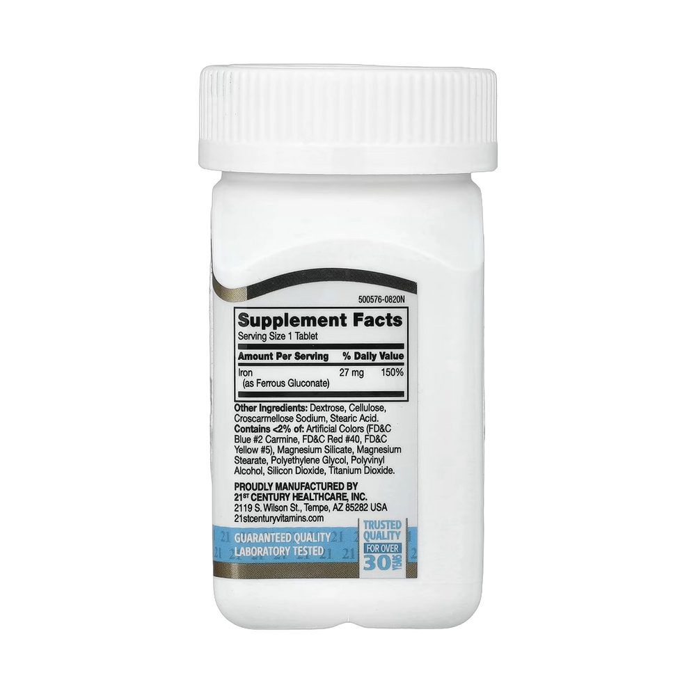 21st Century, High-Potency Iron, 27 mg, 110 Easy to Swallow Tablets