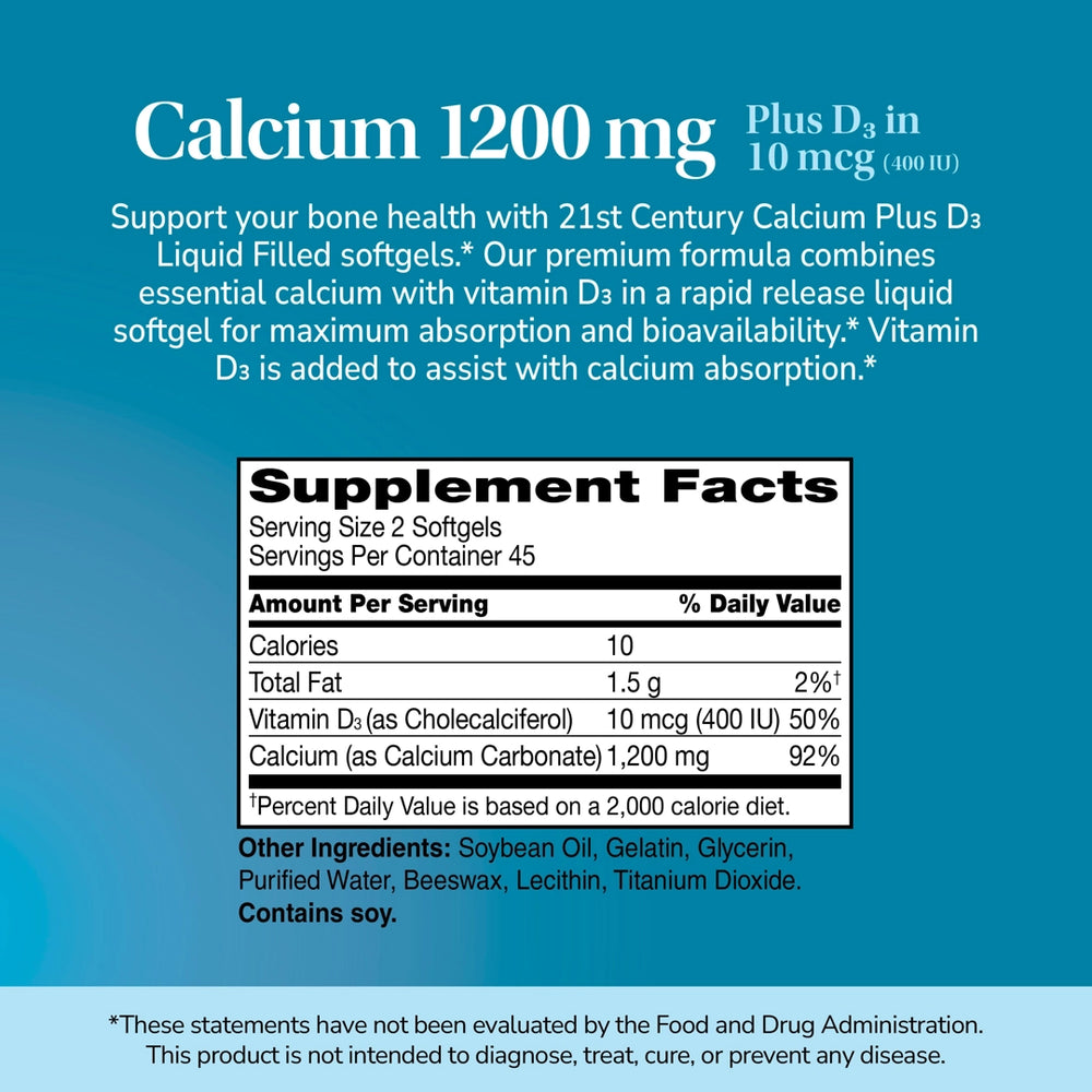 21st Century, Liquid Filled Calcium Plus D3, 90 Rapid Release Softgels
