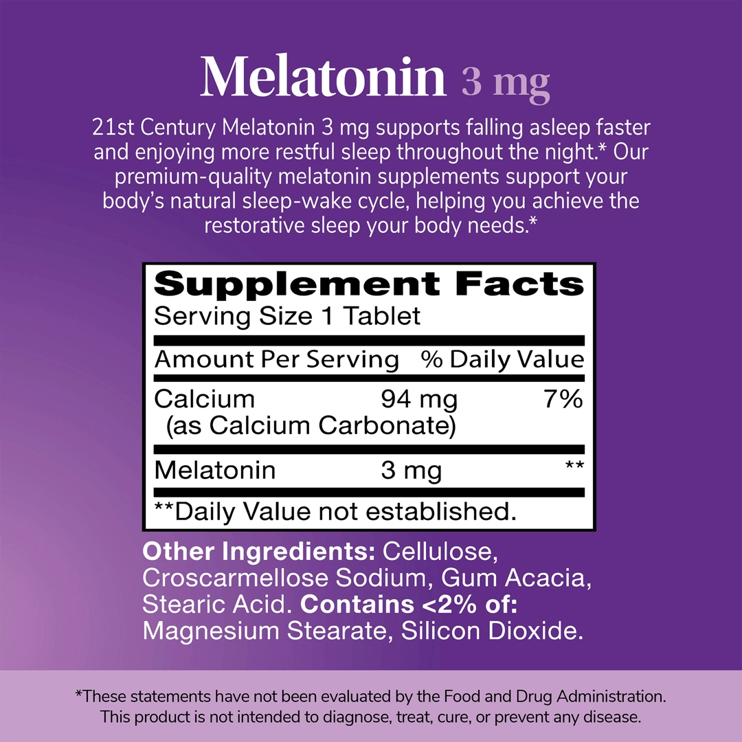 21st Century, Melatonin, 3 mg, 90 Tablets