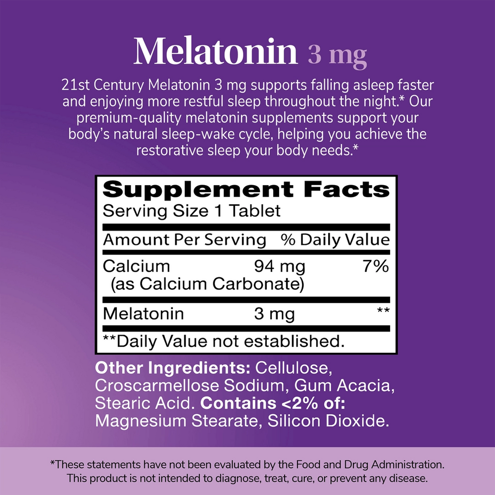 21st Century, Melatonin, 3 mg, 90 Tablets