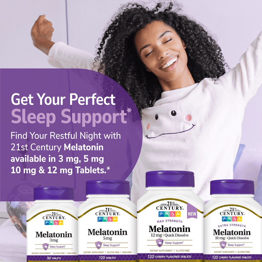 21st Century, Melatonin, Max Strength, Cherry, 12 mg, 120 Tablets
