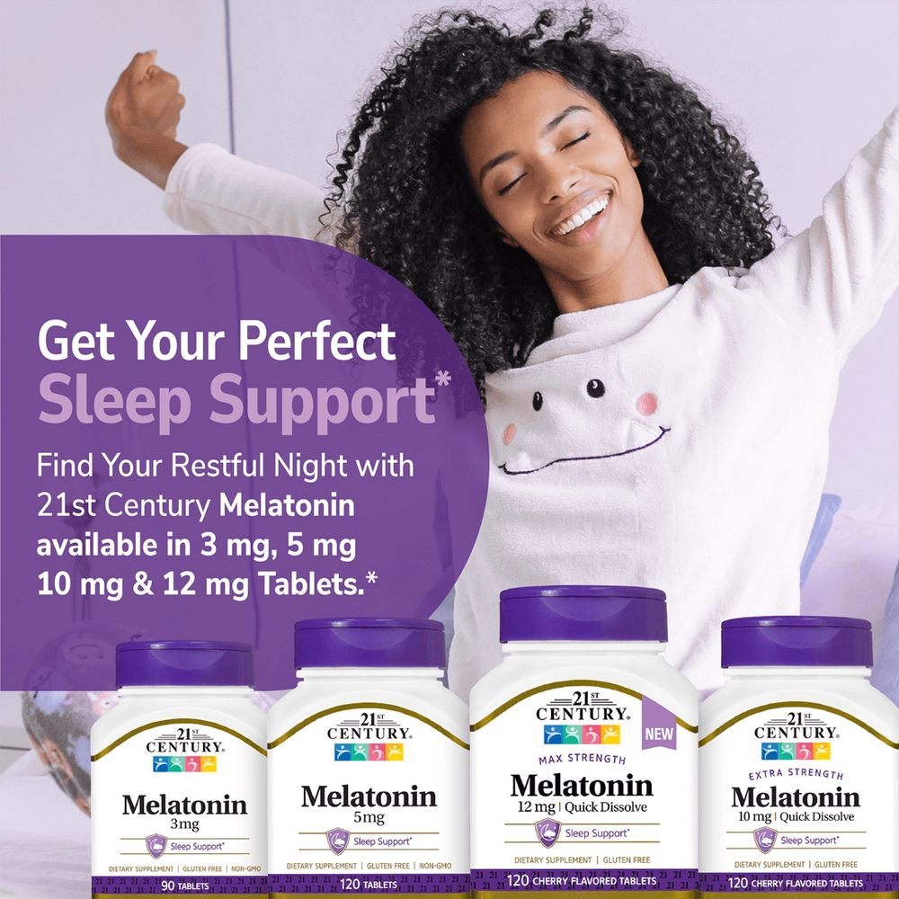 21st Century, Melatonin, Max Strength, Cherry, 12 mg, 120 Tablets