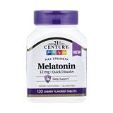 21st Century, Melatonin, Max Strength, Cherry, 12 mg, 120 Tablets