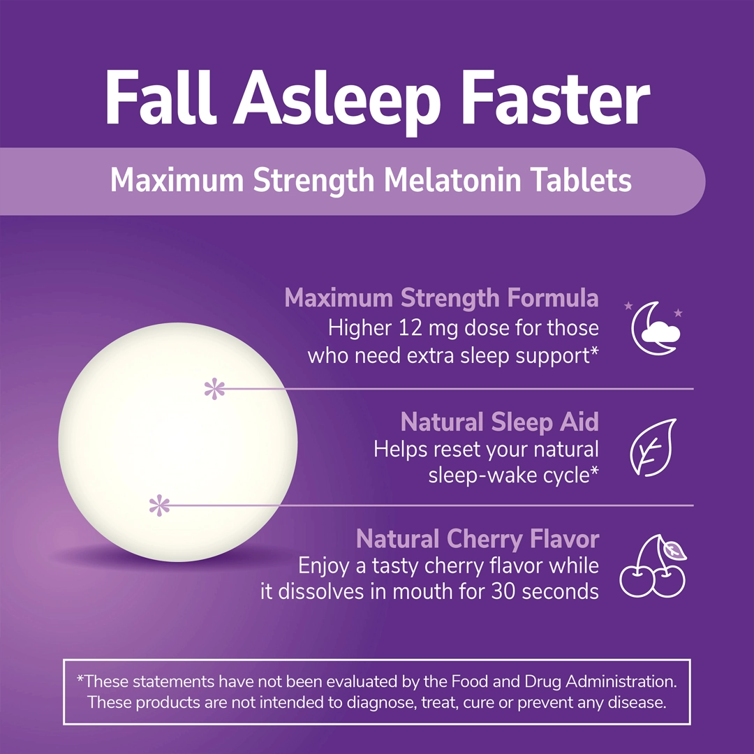 21st Century, Melatonin, Max Strength, Cherry, 12 mg, 120 Tablets