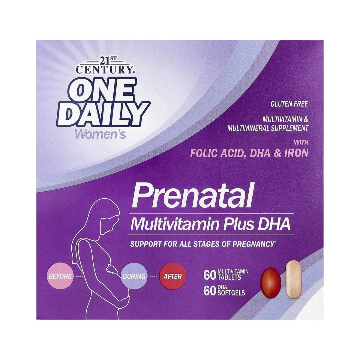 21st Century, Prenatal Multivitamin Plus DHA, 2 Bottles, 60 Tablets / 60 Softgels