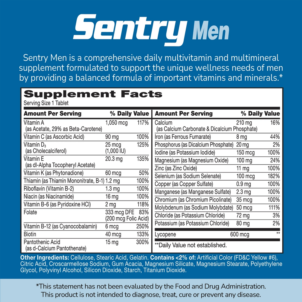 21st Century, Sentry Men, Multivitamin & Multimineral Supplement, 120 Tablets