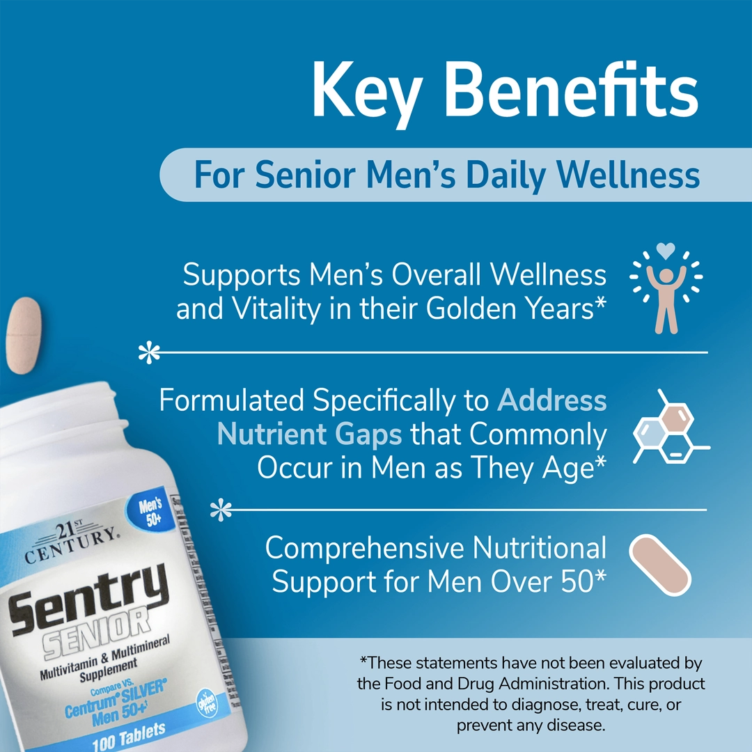 21st Century, Sentry Senior, Men's 50+, Multivitamin & Multimineral Supplement, 100 Tablets