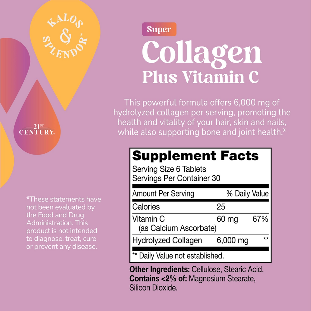 21st Century, Super Collagen Plus Vitamin C, 180 Tablets