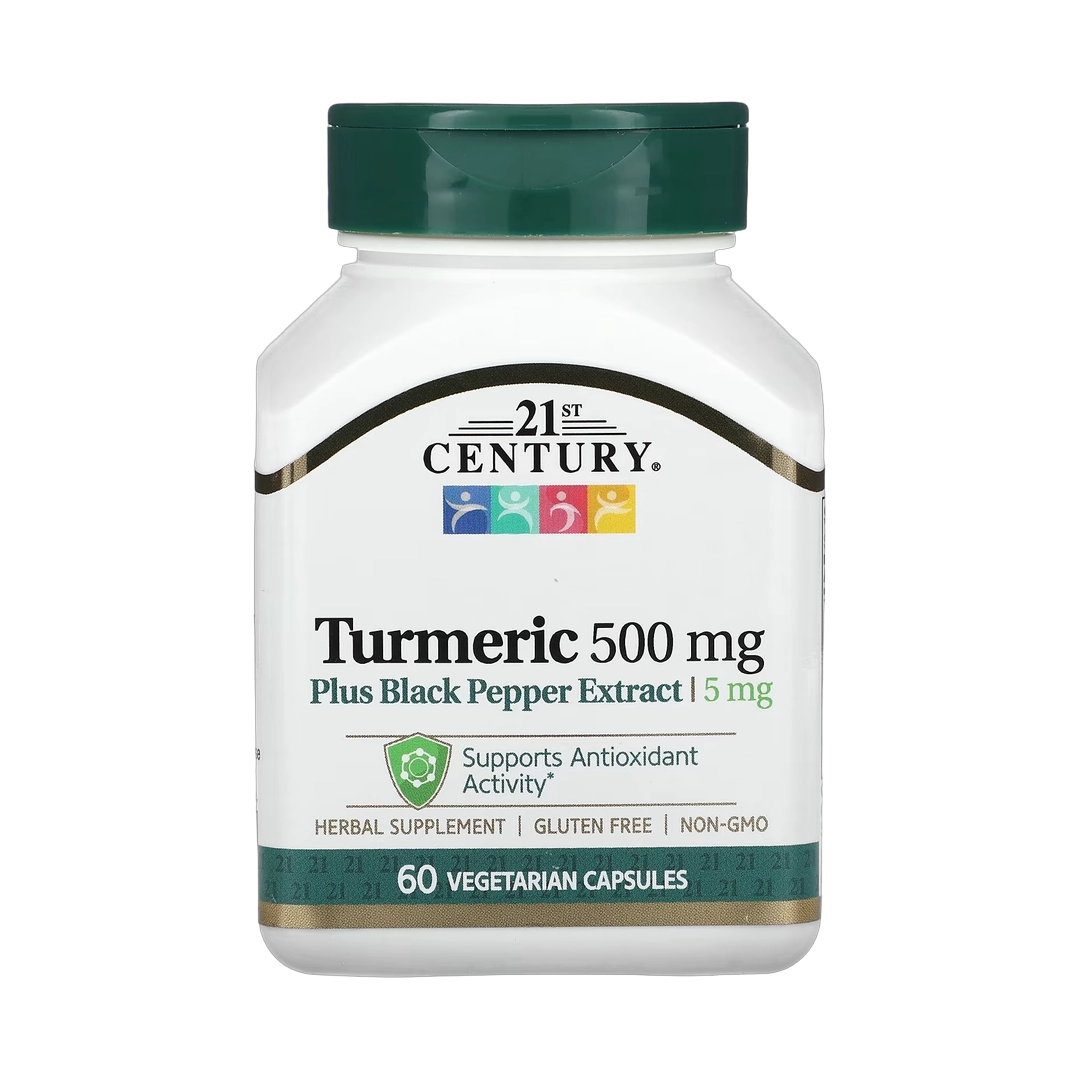 21st Century, Turmeric Plus Black Pepper Extract, 500 mg, 60 Vegetarian Capsules