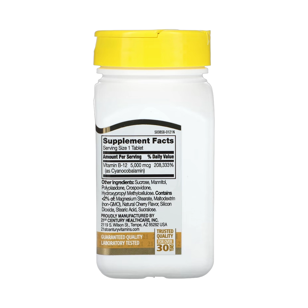 21st Century, Vitamin B-12, Cherry, 5,000 mcg, 110 Sublingual Tablets