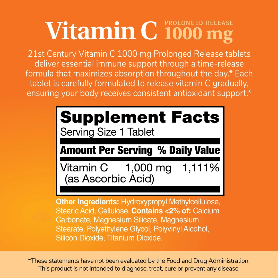 21st Century, Vitamin C, Prolonged Release, 1,000 mg, 110 Tablets