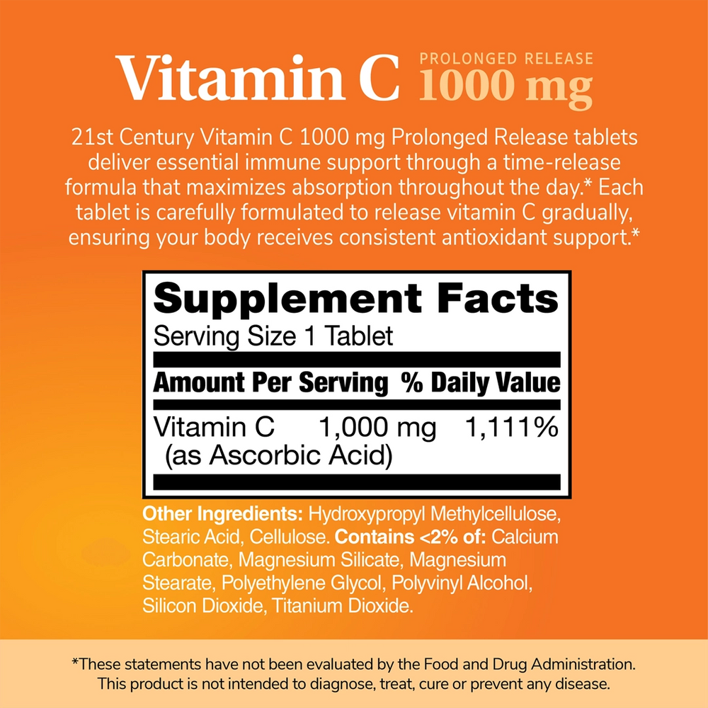 21st Century, Vitamin C, Prolonged Release, 1,000 mg, 110 Tablets