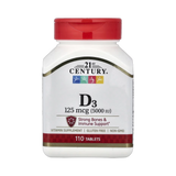 21st Century, Vitamin D3, 125 mcg (5,000 IU), 110 Tablets