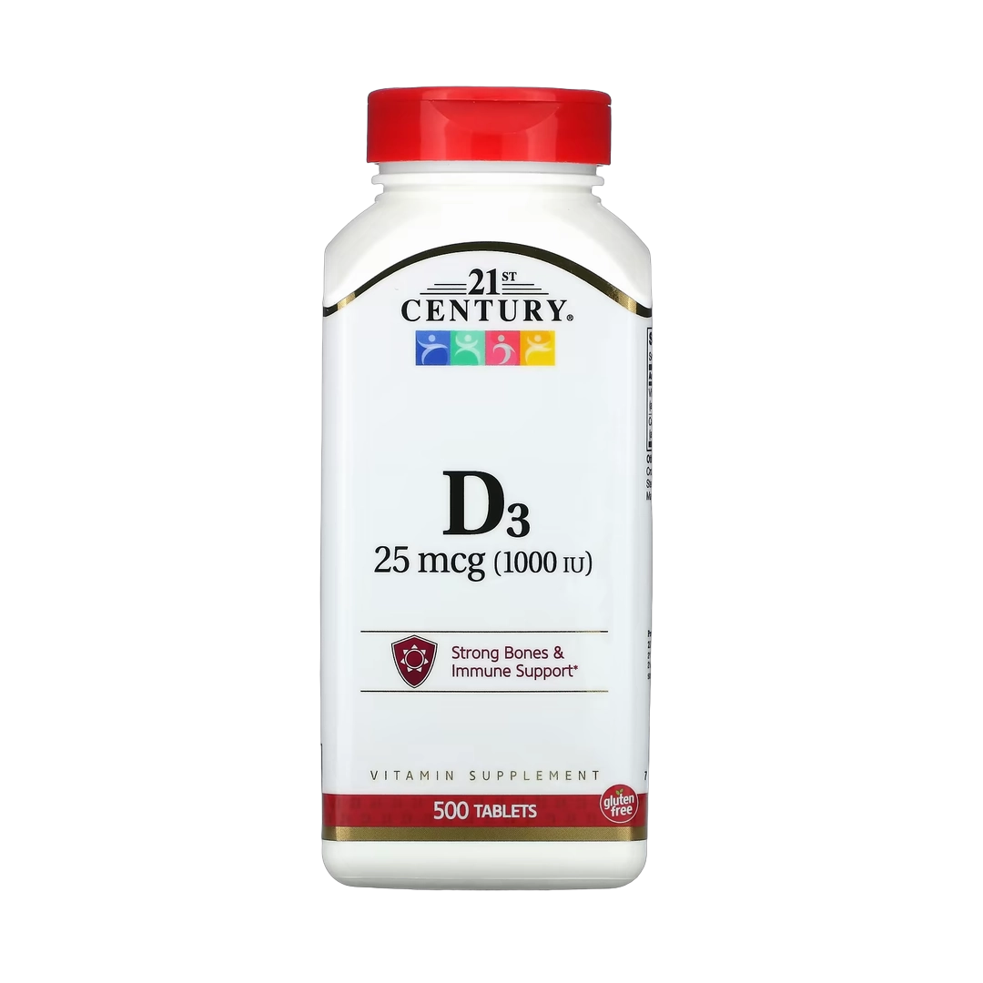 21st Century, Vitamin D3, 25 mcg (1,000 IU), 500 Tablets