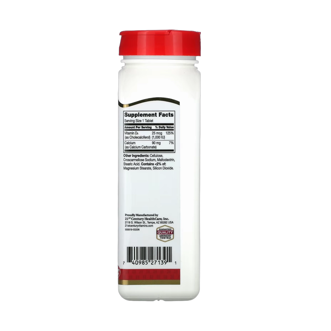 21st Century, Vitamin D3, 25 mcg (1,000 IU), 500 Tablets