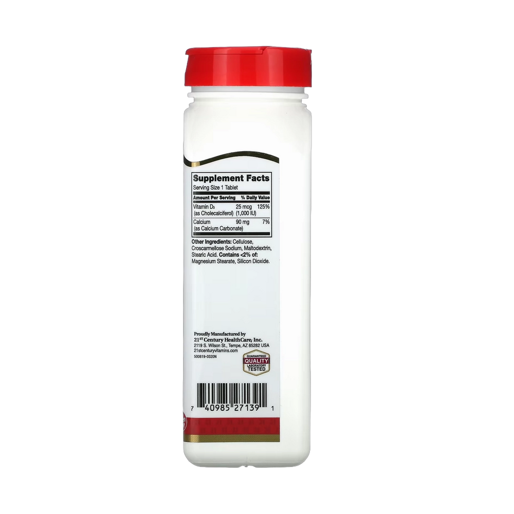 21st Century, Vitamin D3, 25 mcg (1,000 IU), 500 Tablets