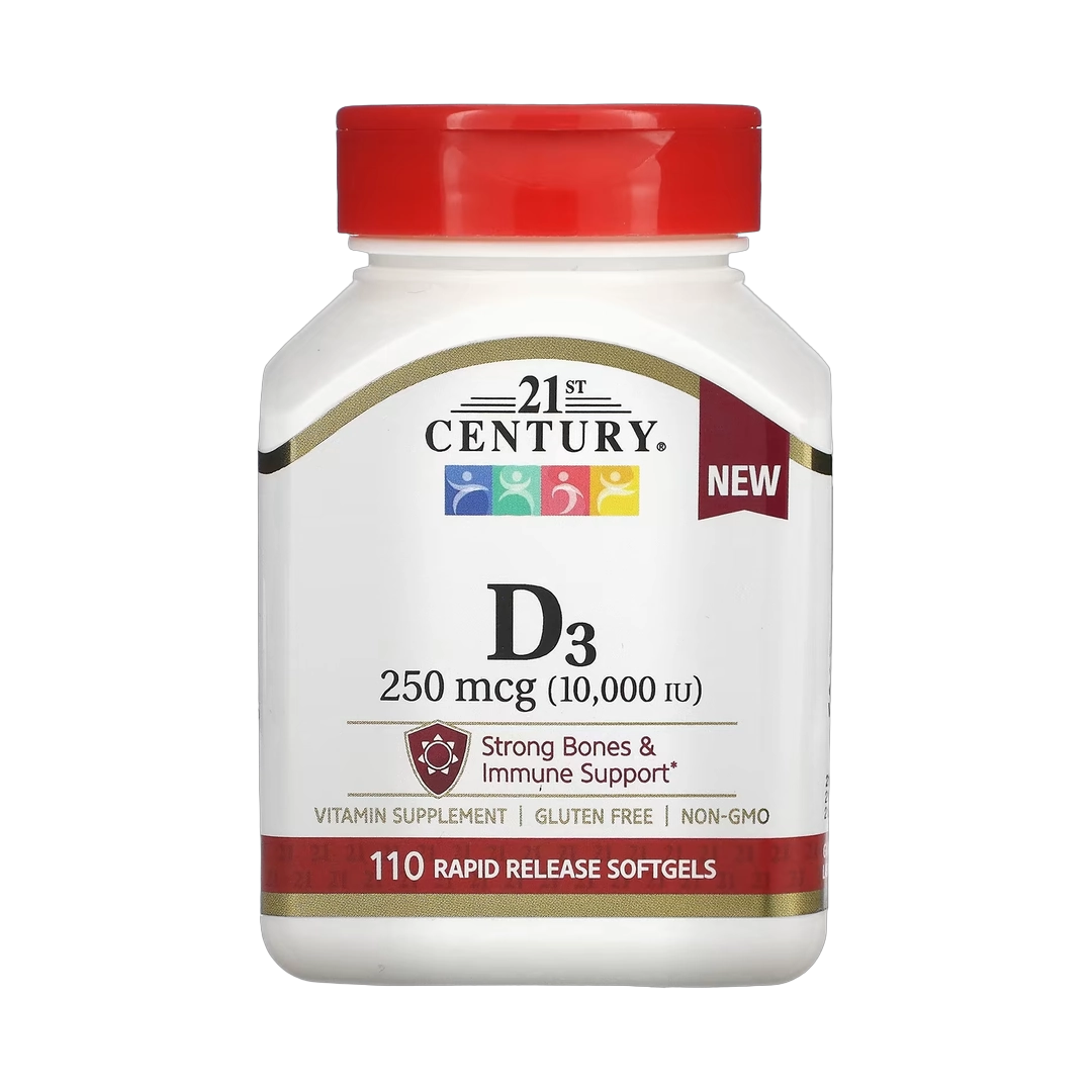 21st Century, Vitamin D3, 250 mcg (10,000 IU), 110 Rapid Release Softgels