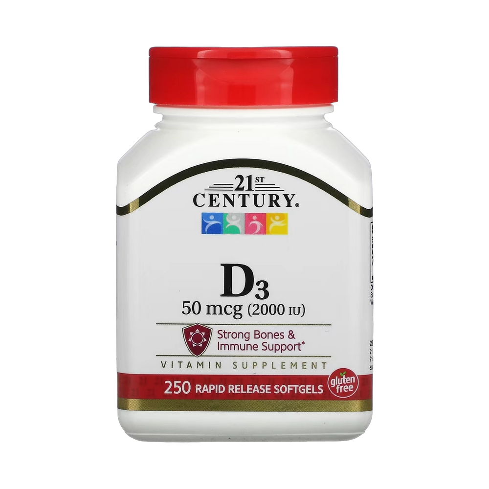 21st Century, Vitamin D3, 50 mcg (2,000 IU), 250 Softgels
