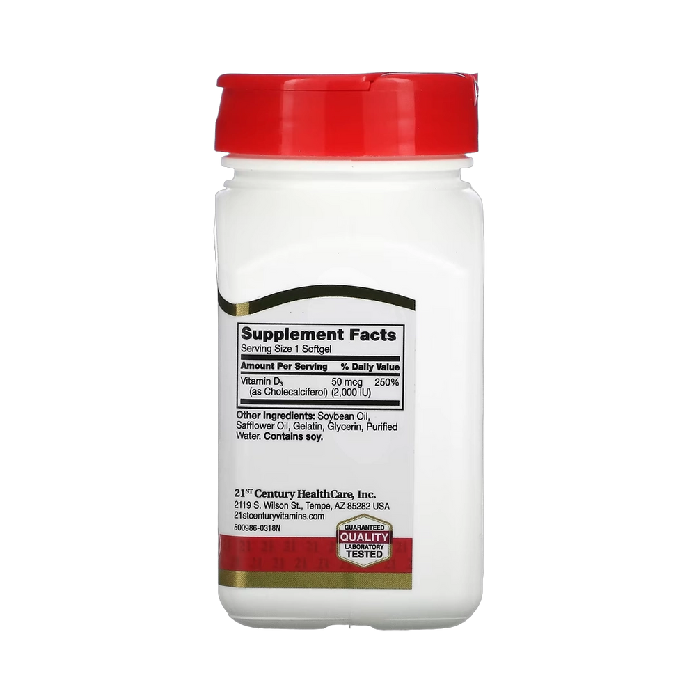21st Century, Vitamin D3, 50 mcg (2,000 IU), 250 Softgels