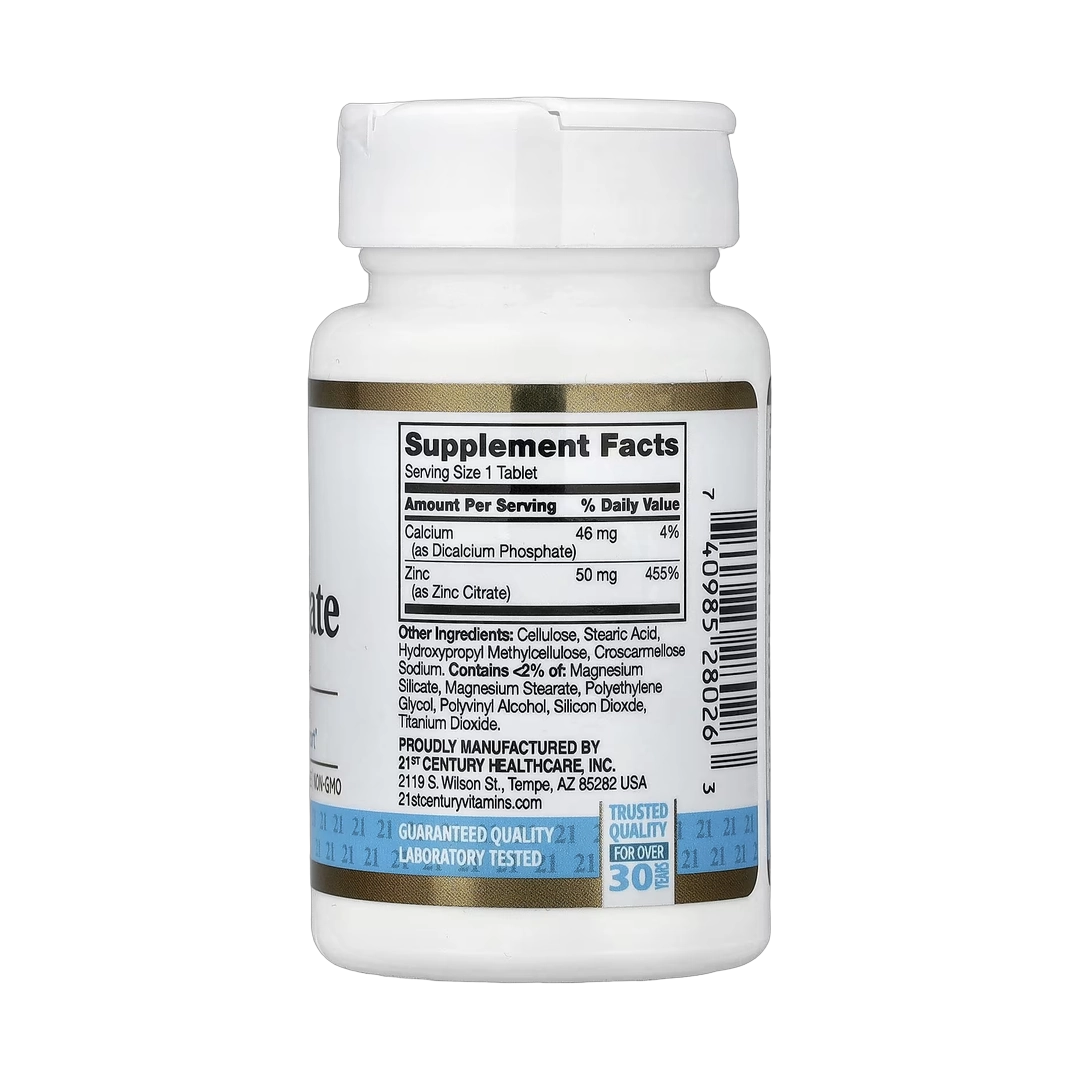 21st Century, Zinc Citrate, 50 mg, 60 Tablets