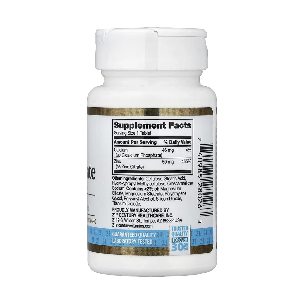 21st Century, Zinc Citrate, 50 mg, 60 Tablets