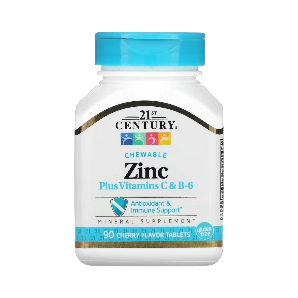 21st Century, Zinc Plus Vitamins C & B-6, Chewable, Cherry Flavor, 90 Tablets