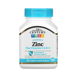 21st Century, Zinc Plus Vitamins C & B-6, Chewable, Cherry Flavor, 90 Tablets