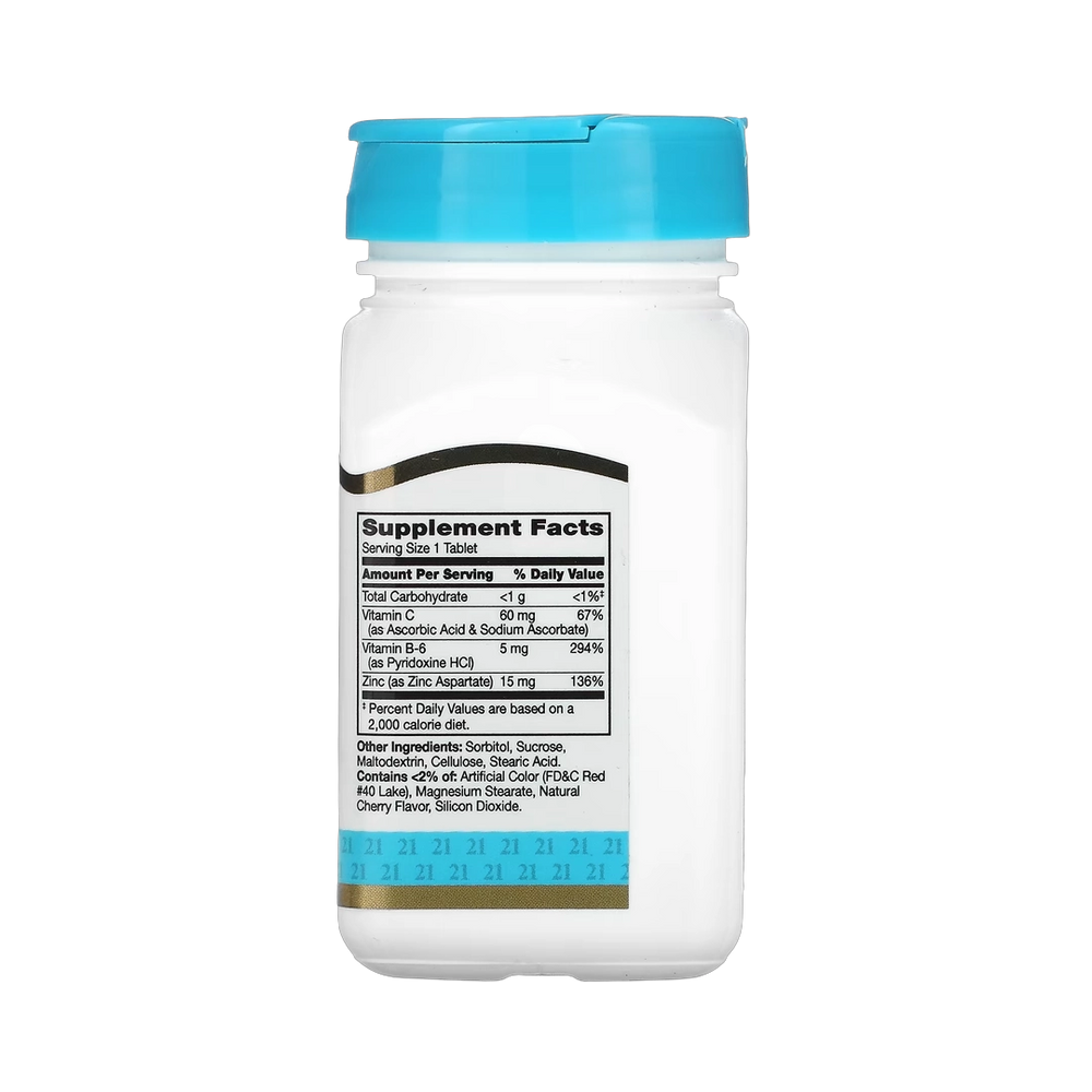 21st Century, Zinc Plus Vitamins C & B-6, Chewable, Cherry Flavor, 90 Tablets